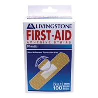 Liv 1st Aid Adh Strips Plastic, 72 x 19mm,  Pk100